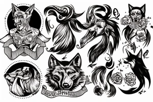 Sailor wolf muscular tattoo idea