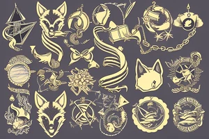 Sailor wolf sea ship gold chain tattoo idea