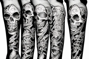 Skeleton clinging to an oxygen cylinder tattoo idea