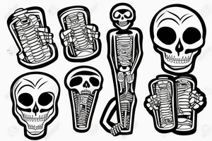 Skeleton clinging to an oxygen cylinder tattoo idea