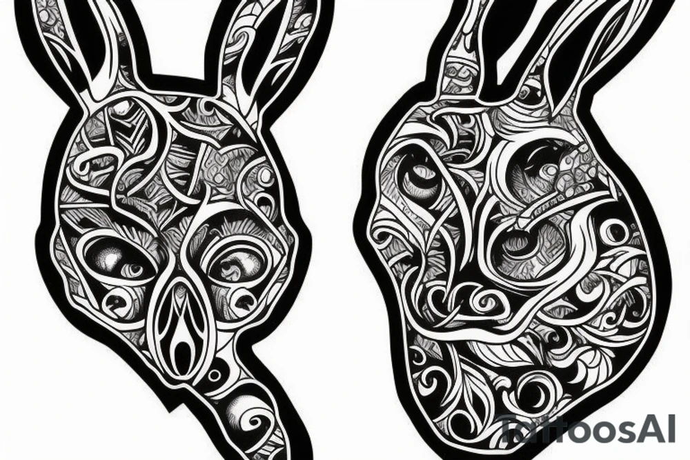crazy rabbit skull smoking tattoo idea