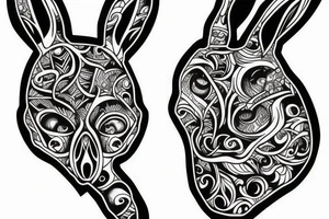 crazy rabbit skull smoking tattoo idea