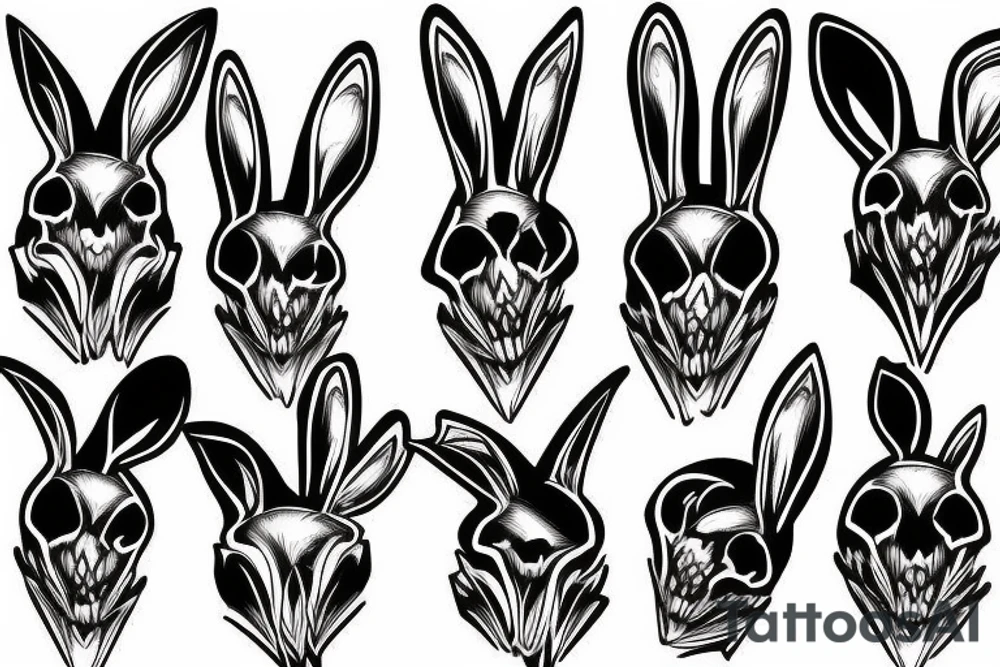 crazy rabbit skull smoking tattoo idea