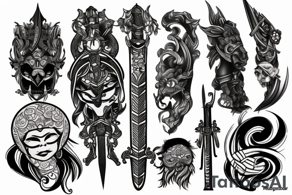 Asian sword tattoo idea