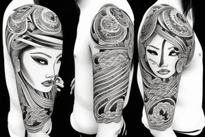 Asian design, women, covered tattoo idea