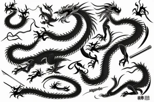 Asian design, dragon, sword, tattoo idea