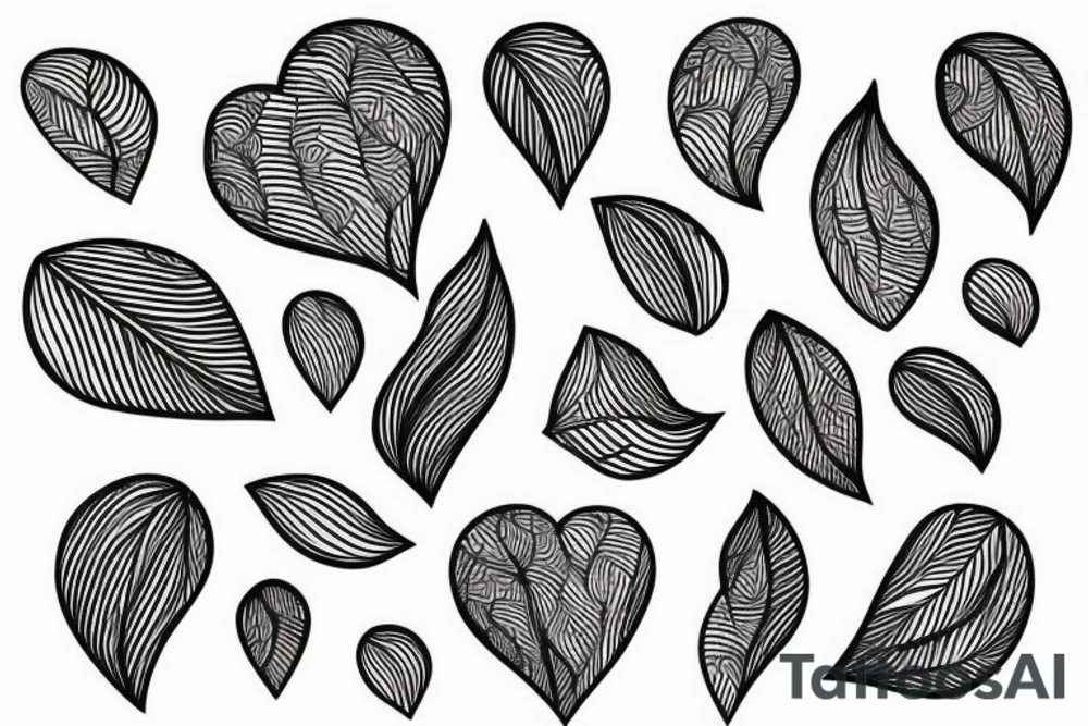 Heartstopper leaves floating downwards in a curving style tattoo idea