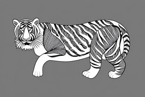 Sleeping tiger with a running horse tattoo idea