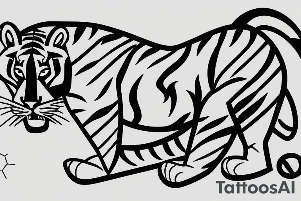 Sleeping tiger with a running horse tattoo idea