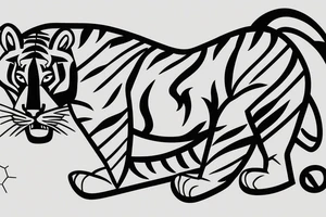 Sleeping tiger with a running horse tattoo idea