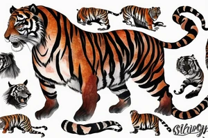 Sleeping tiger with a running horse tattoo idea