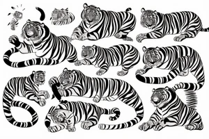 Sleeping tiger and running horse tattoo idea