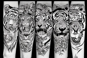 Sleeping tiger and running horse tattoo idea