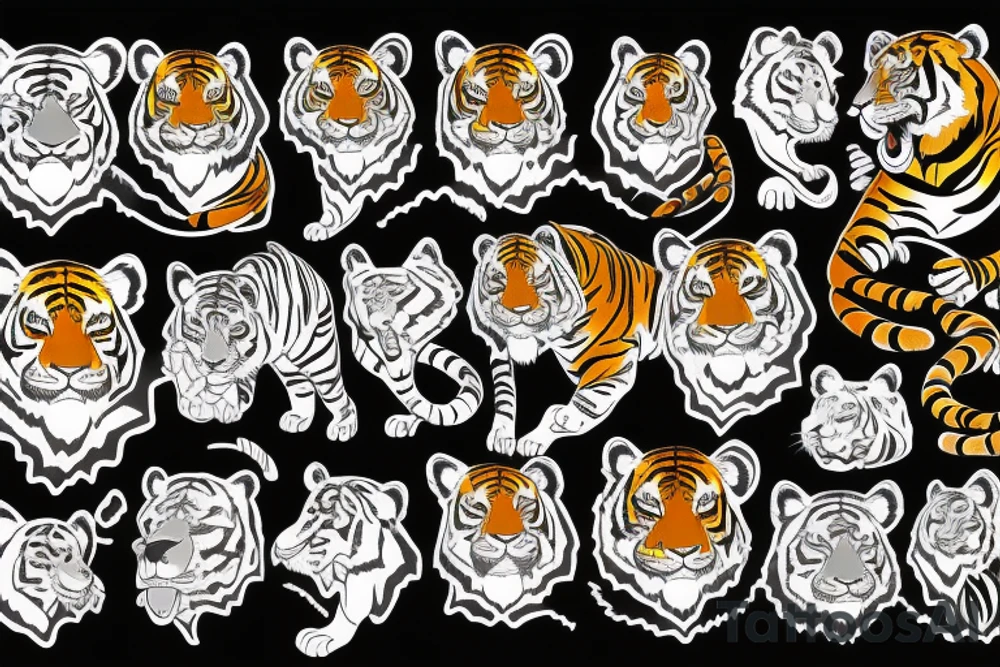 Sleeping tiger and running horse tattoo idea