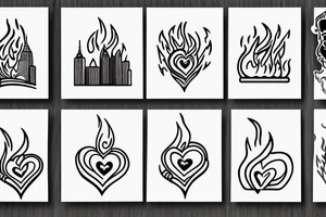 a flame with a heart in and nyc written on the side tattoo idea