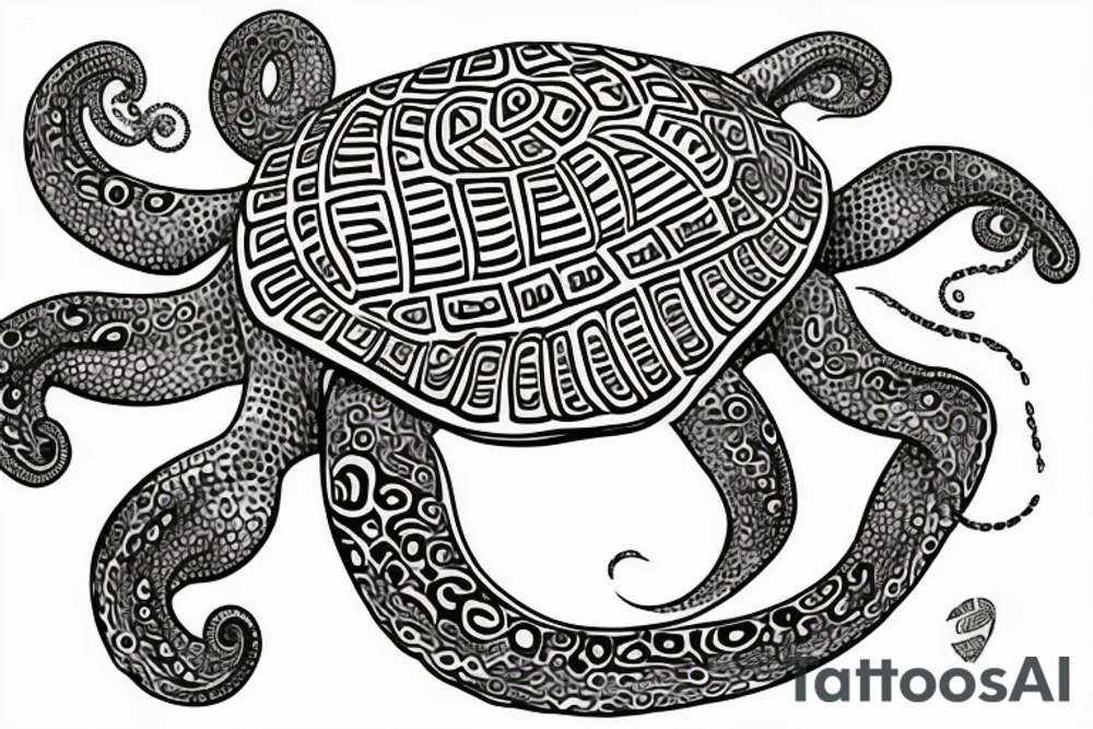 turtle, unhatched egg, giant pacific octopus in a cycle tattoo idea