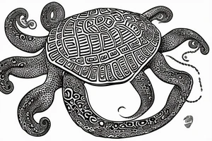 turtle, unhatched egg, giant pacific octopus in a cycle tattoo idea