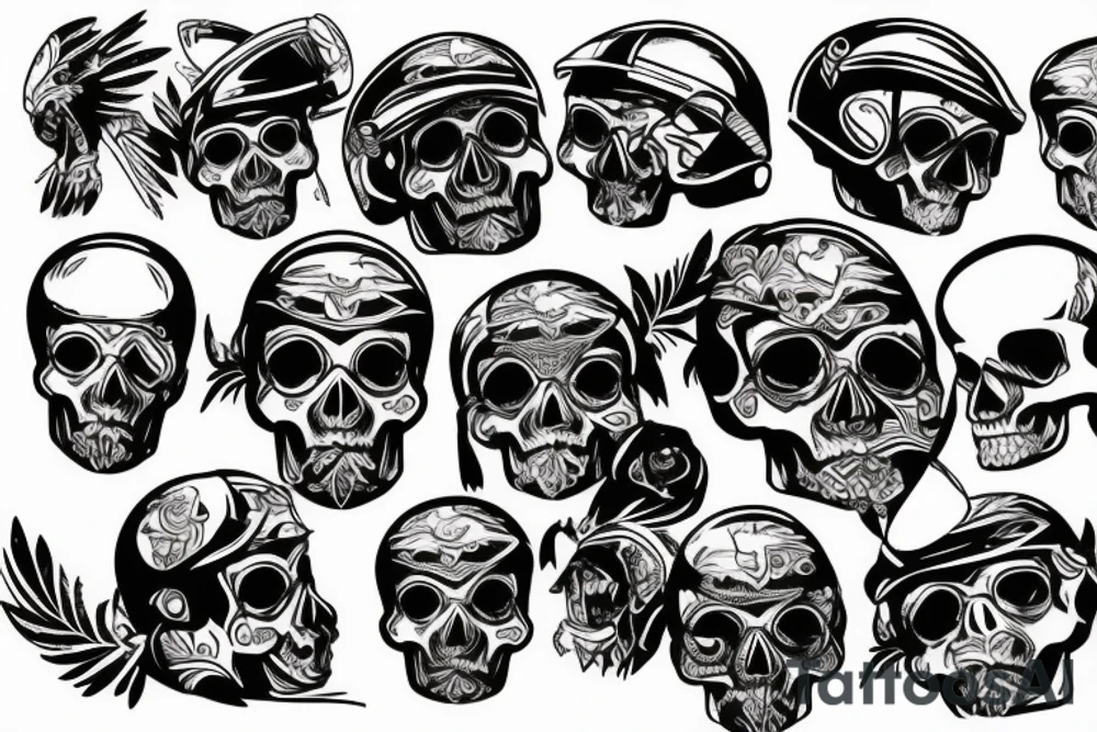 Skull in motorcycle helmet tattoo idea