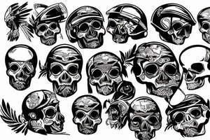 Skull in motorcycle helmet tattoo idea