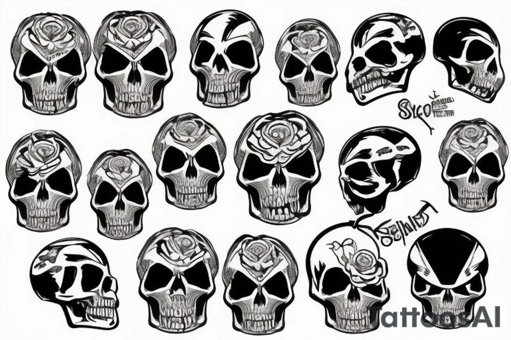 Skull in motorcycle sportsbike helmet tattoo idea