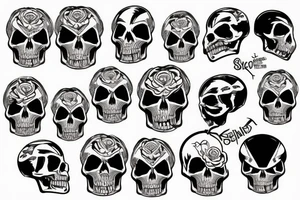 Skull in motorcycle sportsbike helmet tattoo idea