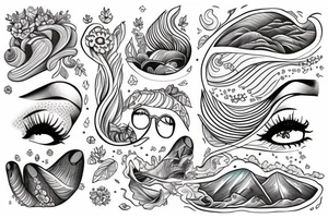uma garota observando um lago com um grande planeta na frente dela tattoo idea