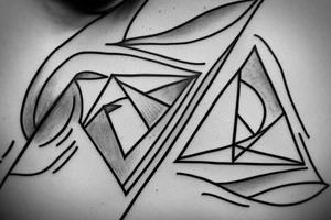 A tattoo design featuring a simple, minimalist geometric shape, such as a triangle or circle, that incorporates subtle shading or color to create a unique and visually interesting design. tattoo idea
