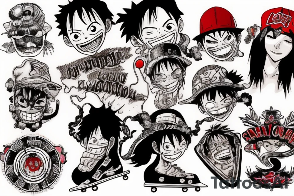 luffy de skate tattoo idea