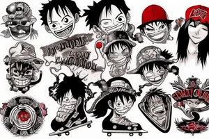 luffy de skate tattoo idea