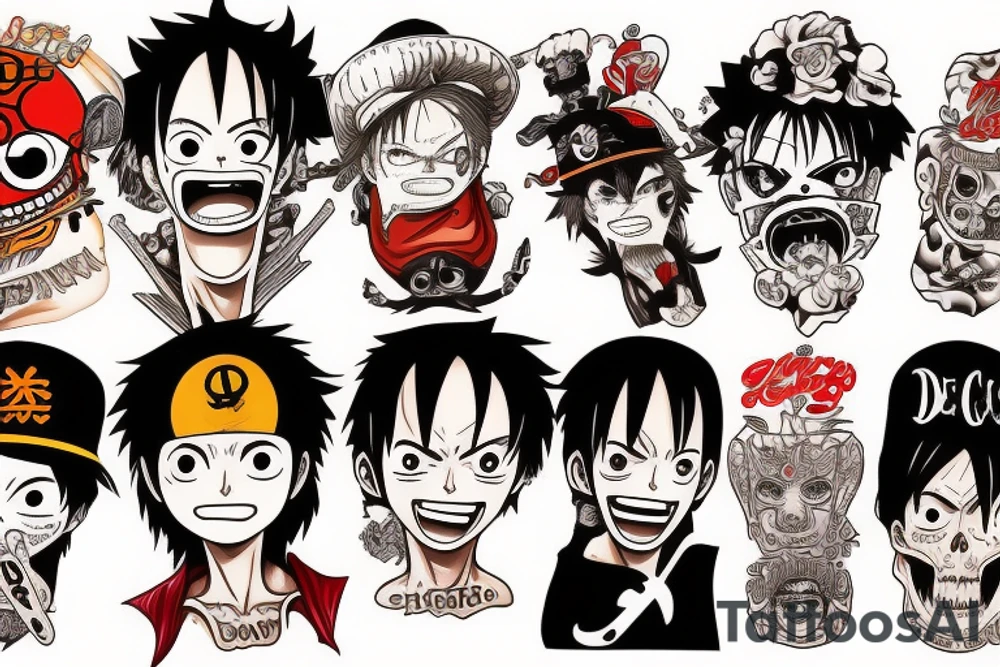luffy de skate tattoo idea