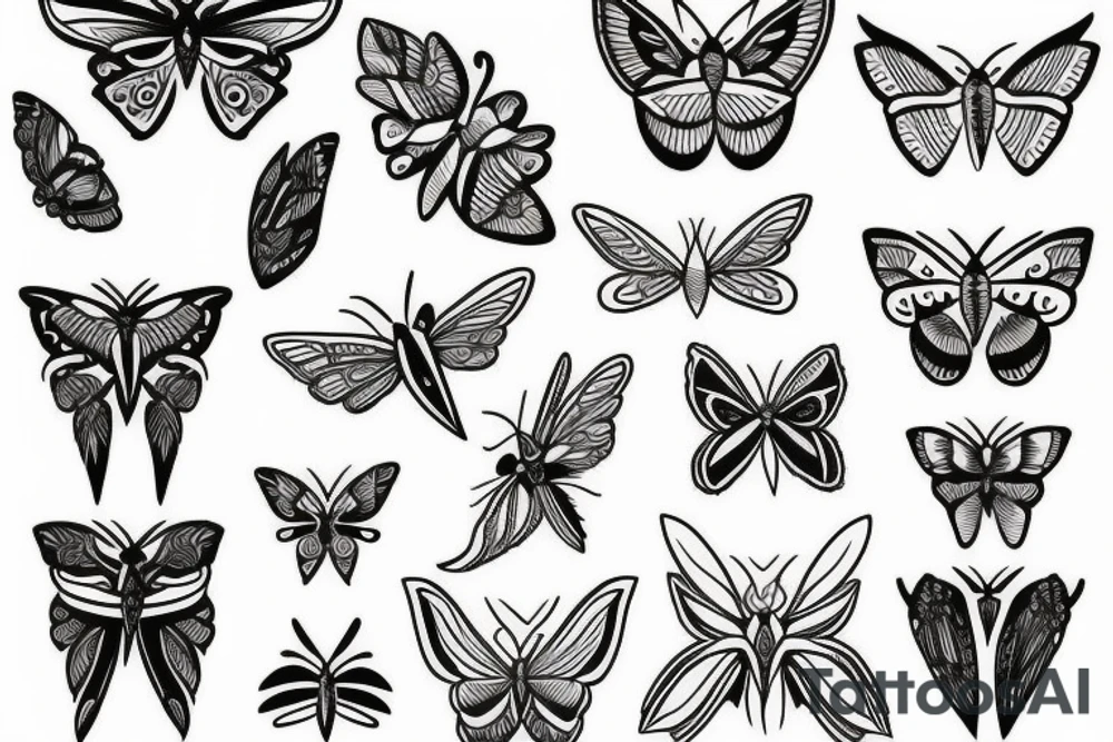 Moth outline tattoo idea