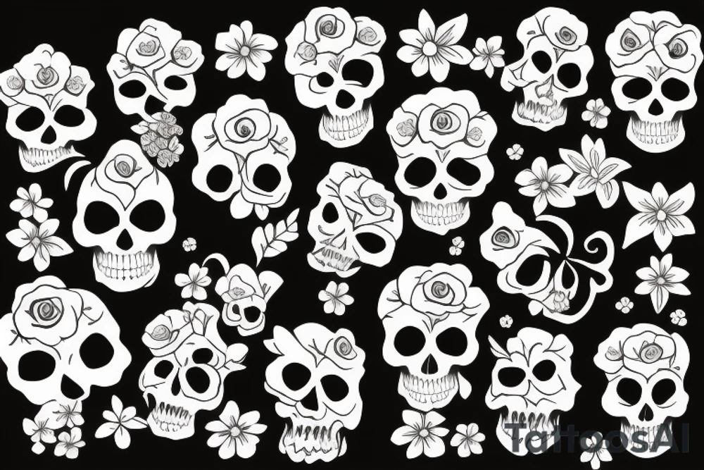 Skull with flower tattoo idea
