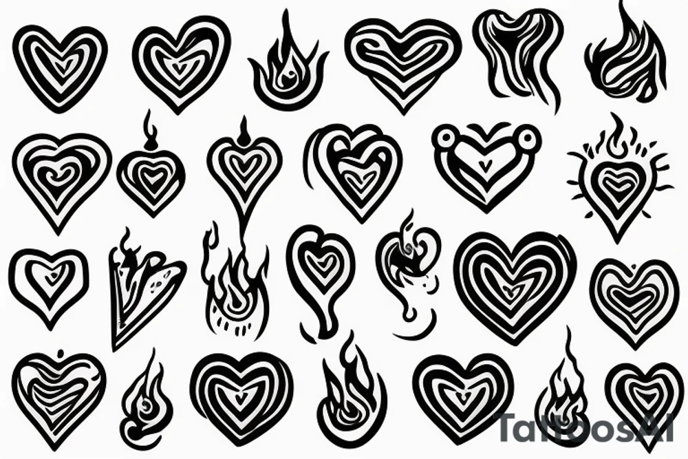 Candles flames hearts tattoo idea
