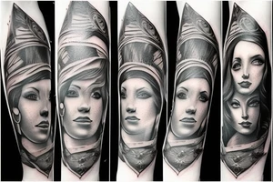 Themis, money, guns, blindfolded tattoo idea