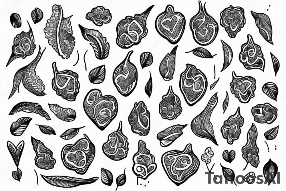 Chicken heart flower tattoo idea