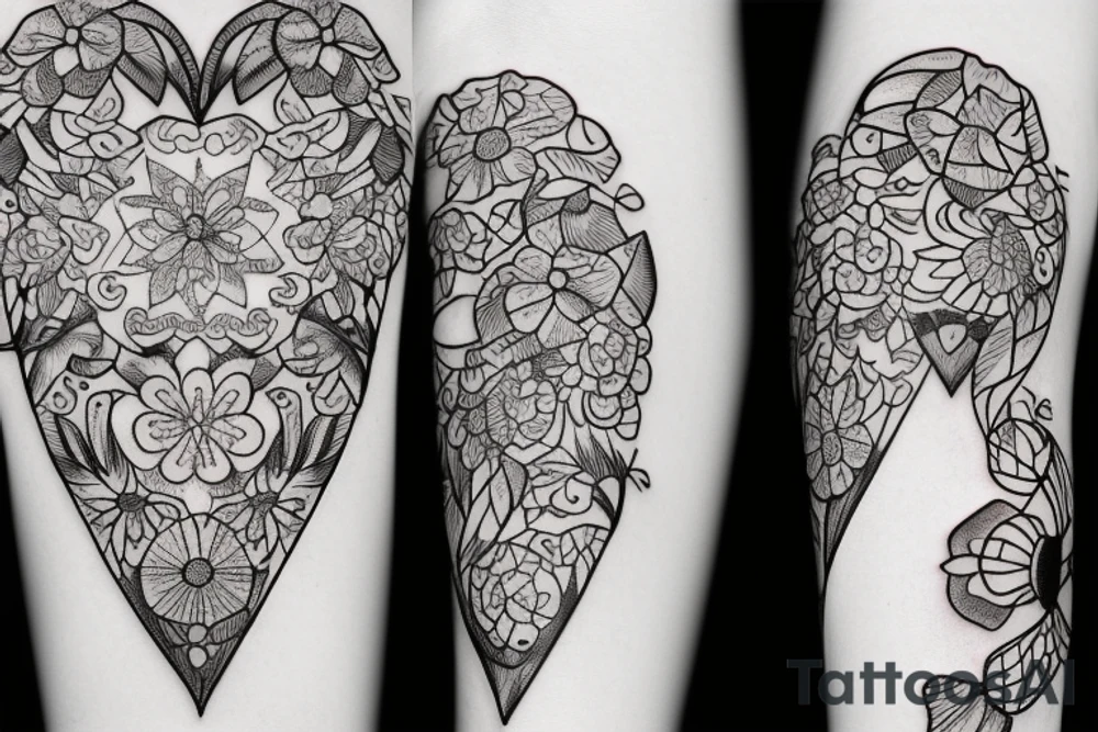 Chicken heart flower tattoo idea