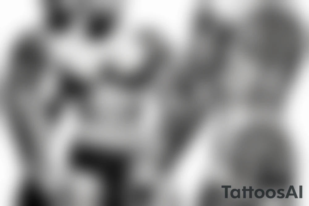 Muscular man in a jockstrap and harness tattoo idea