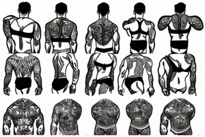 Muscular man in a jockstrap and harness tattoo idea