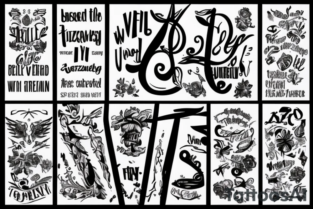 the word unbelievable with a line going through the word, spelt vertically tattoo idea