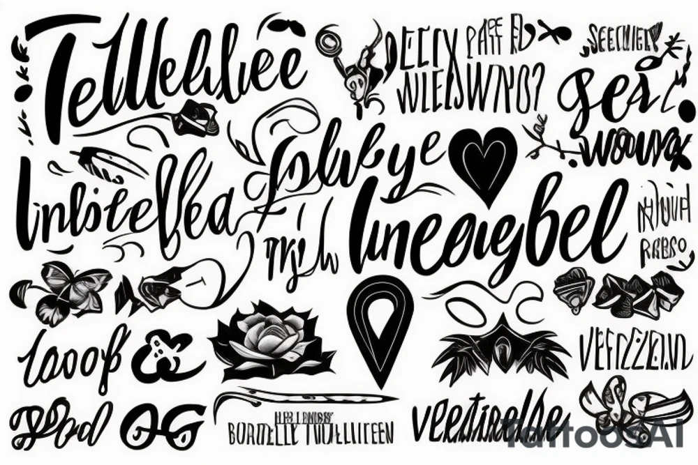 the word unbelievable with a line going through the word, spelt vertically tattoo idea