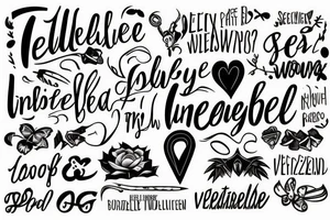 the word unbelievable with a line going through the word, spelt vertically tattoo idea