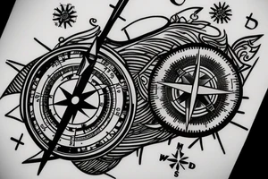 A compass with a sabre sword as the needle pointing to 26.2 degrees tattoo idea