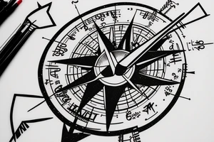 A compass with a sabre sword as the needle pointing to 26.2 degrees tattoo idea