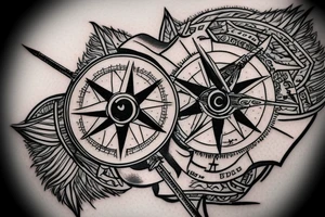 A compass with a sabre sword as the needle pointing to 26.2 degrees tattoo idea