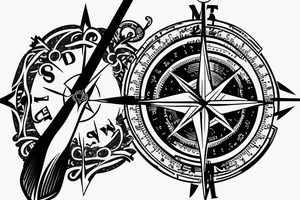 A compass with a sabre sword as the needle pointing to 26.2 degrees tattoo idea
