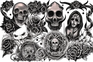 A gothic style that incorporates spiritual themes of journey of life and death tattoo idea