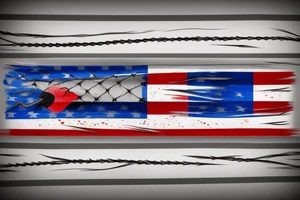 A barbed wire with a torn American flag wrapped in it. The barbed wire should have three names in it: Erin, Hailey and Carter. tattoo idea