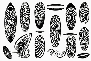 Surfboard with waves tattoo idea