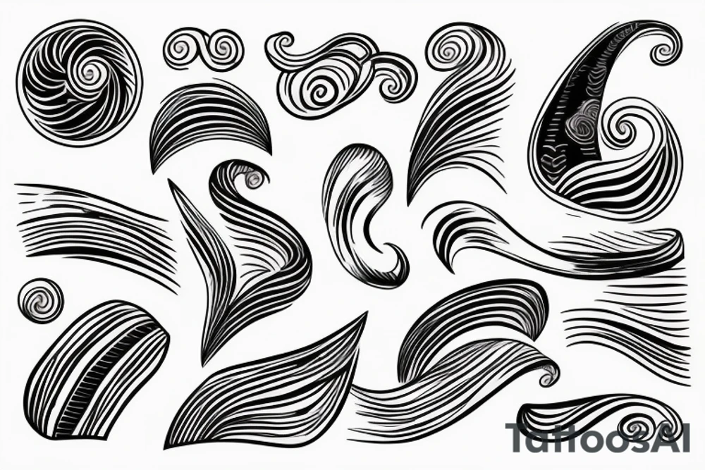 Surfboard with waves tattoo idea
