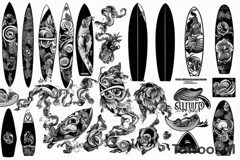 Surfboard tattoo idea